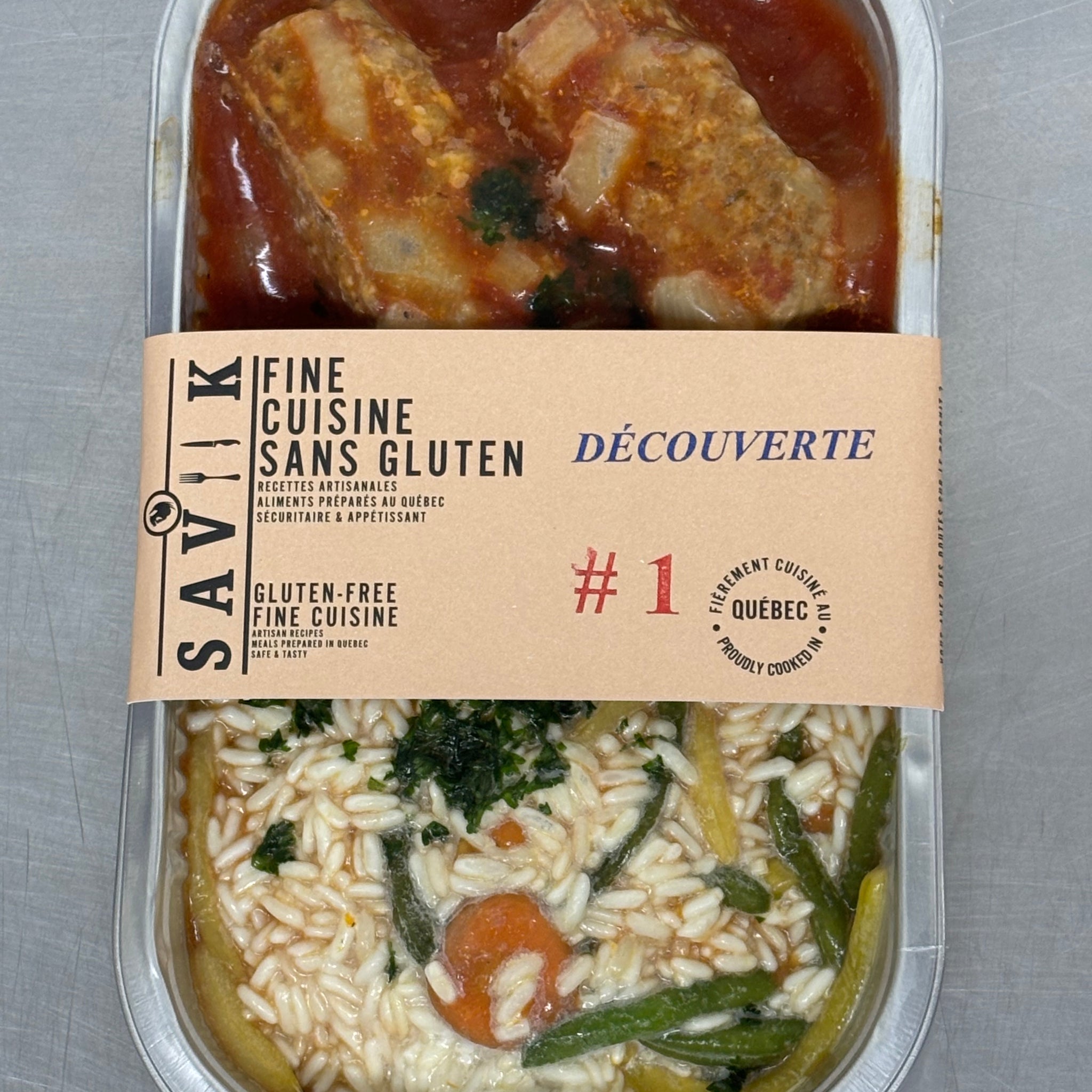 Lingots de viande et riz aux legumes